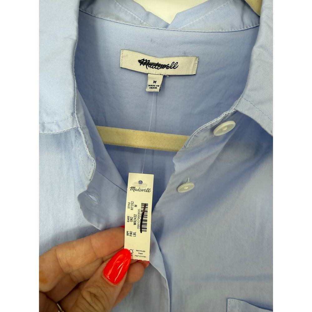 Madewell The Easy Shirt in Poplin Light Blue Oversized Button Front Blouse M NWT - Picture 5 of 10